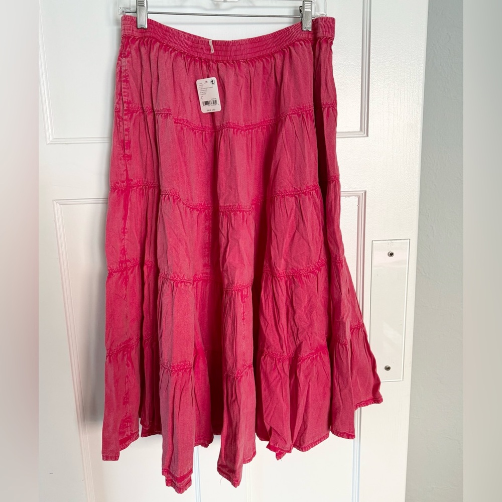 Free People Pink Bubble Full Skirt Prairie Style